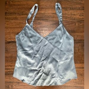 Reformation blue silk open back tank